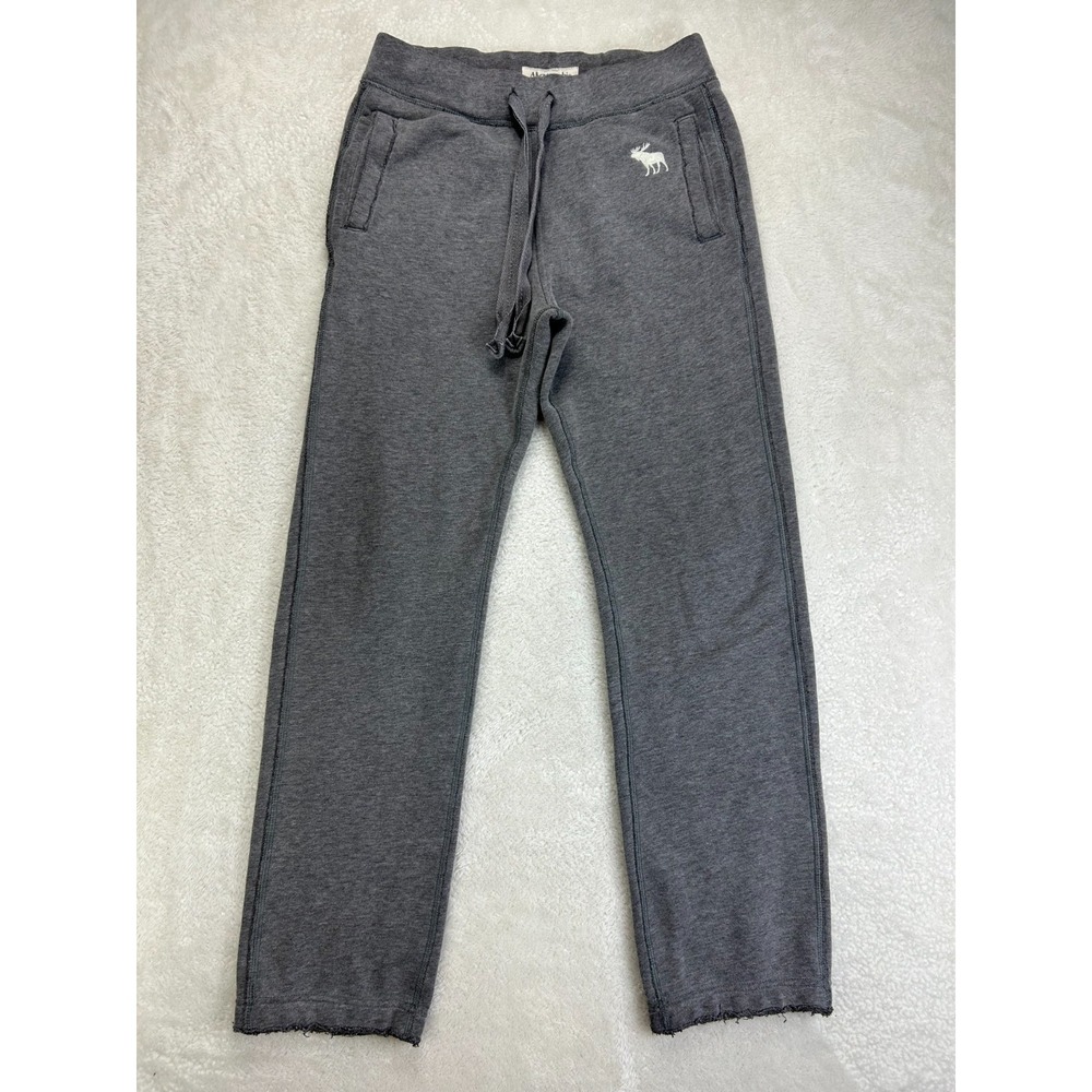 Abercrombie & Fitch Sweatpants Mens S Gray Fleece Lining Moose Logo "Read"